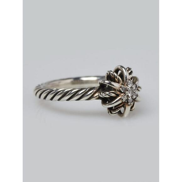 David Yurman Sterling Silver Starburst Diamond ring 5 ¾ US - Picture 2 of 4